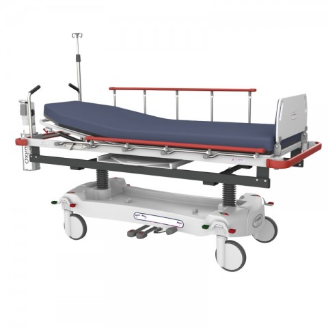 <h5 class="lightbox-heading">Hydraulic option</h5>Non-powered, manually operated stretcher option.<div class="d-none d-lg-block">In some cases, such as small or remote facilities, or large high pressure departments, hydraulically operated trolleys may be more beneficial, with simple mechanical servicing and without the requirement of regular charging or power cords.</div>